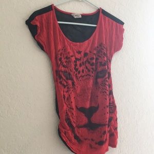 red and black tiger shirt
